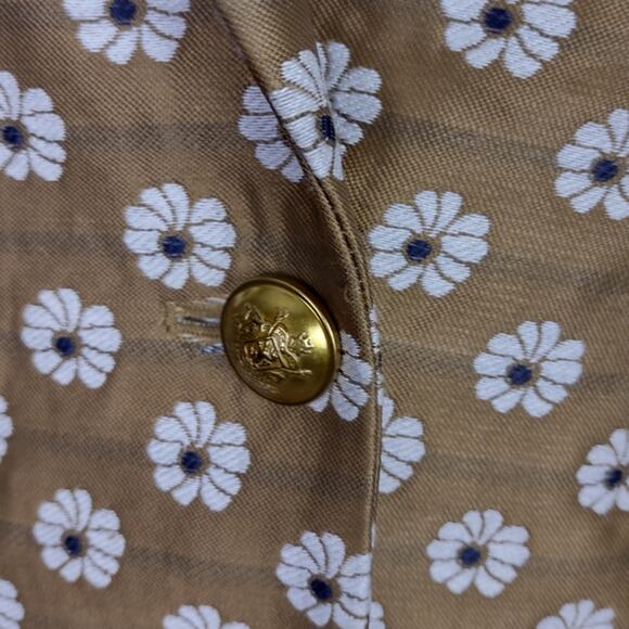 J. Crew Campbell Scattered Daisy Gold Floral Print Jacquard Gold Button Blazer 0 - Picture 14 of 16